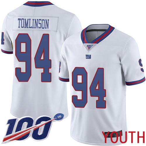 Youth New York Giants #94 Dalvin Tomlinson Limited White Rush Vapor Untouchable 100th Season Football NFL Jersey